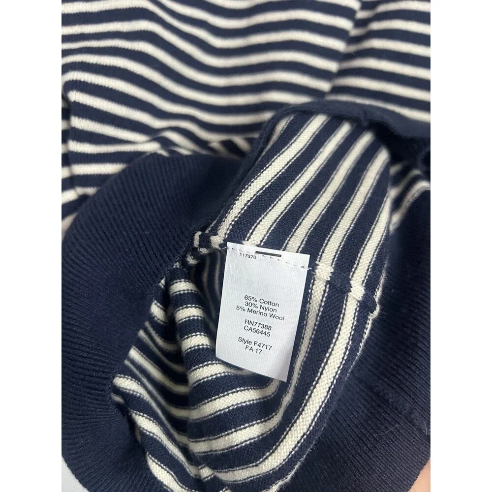 NWT J. Crew Navy Striped Wool Blend Pullover Crewneck Sweater Medium Men